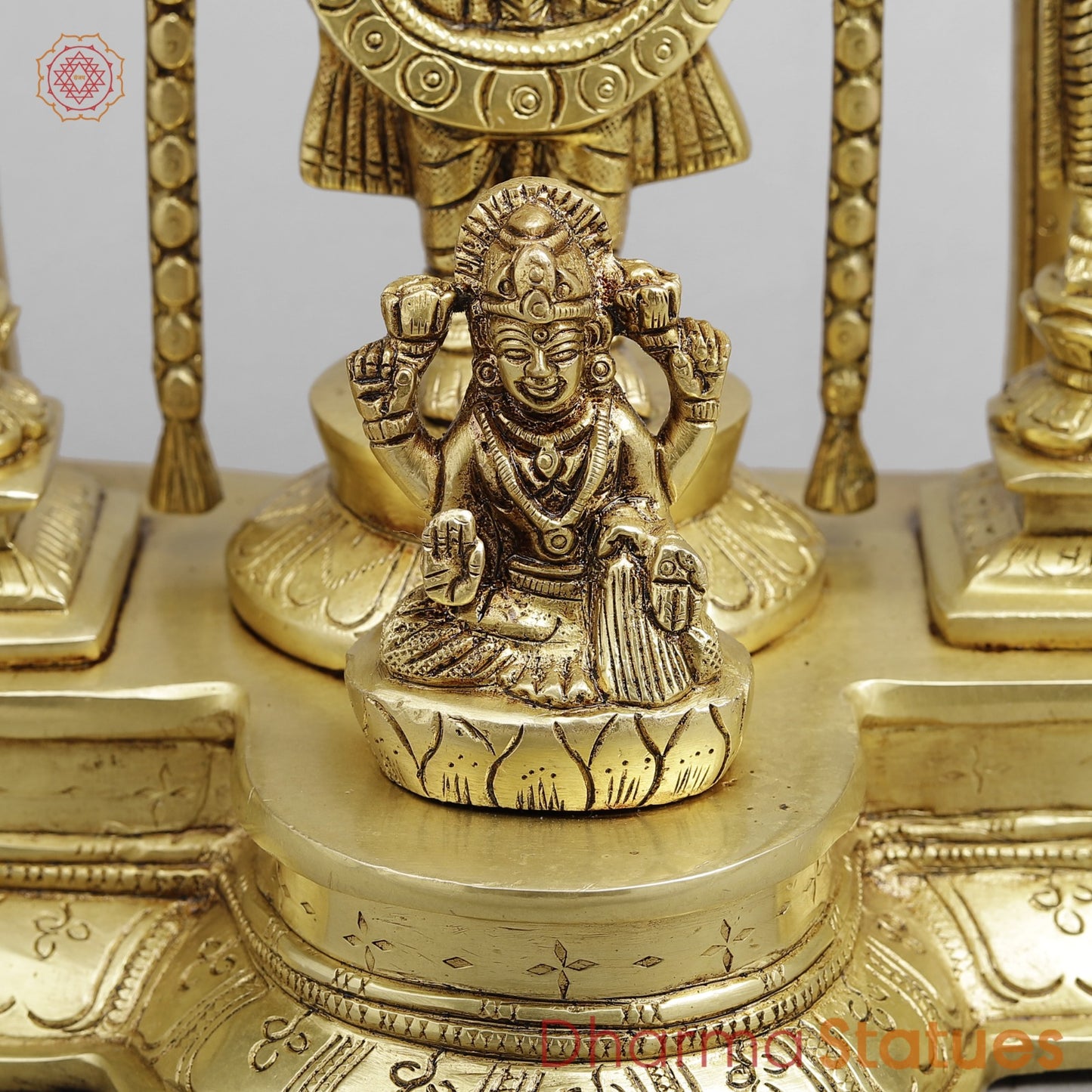 Brass Balaji, Sridevi, Bhudevi aling with Garuda, Gold Finish 15.5”
