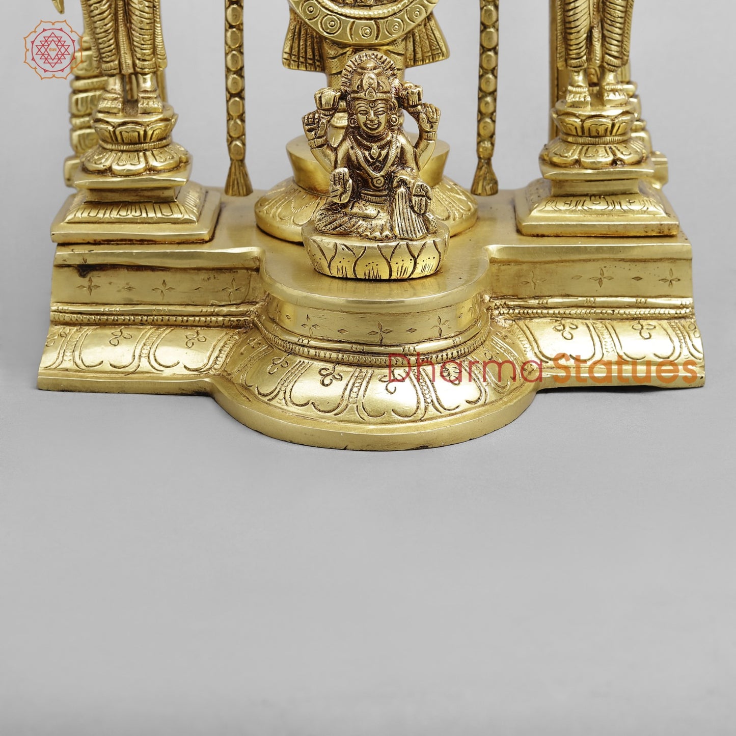 Brass Balaji, Sridevi, Bhudevi aling with Garuda, Gold Finish 15.5”