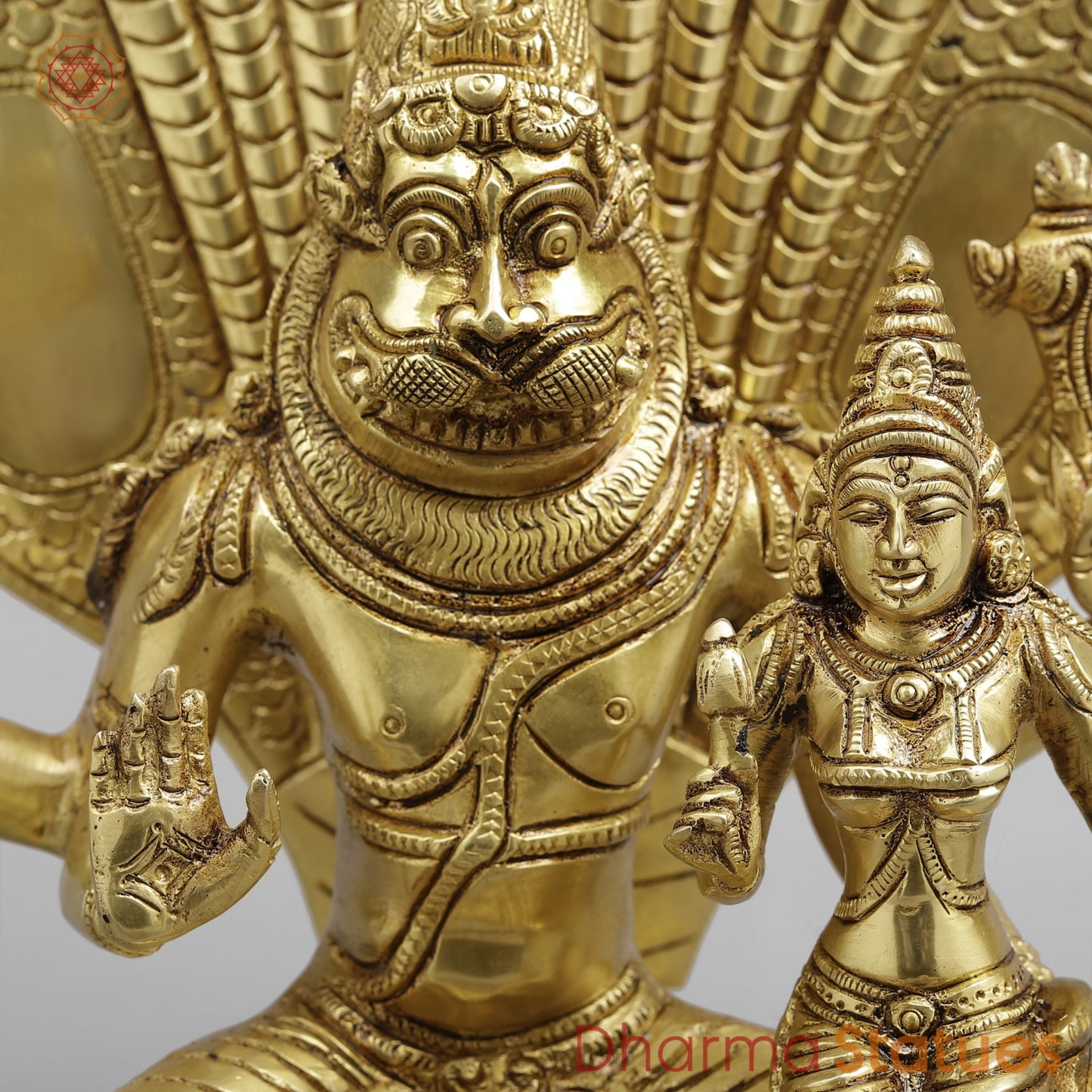 Brass Narsimha Laxmi Fine, Gold Finish 14”