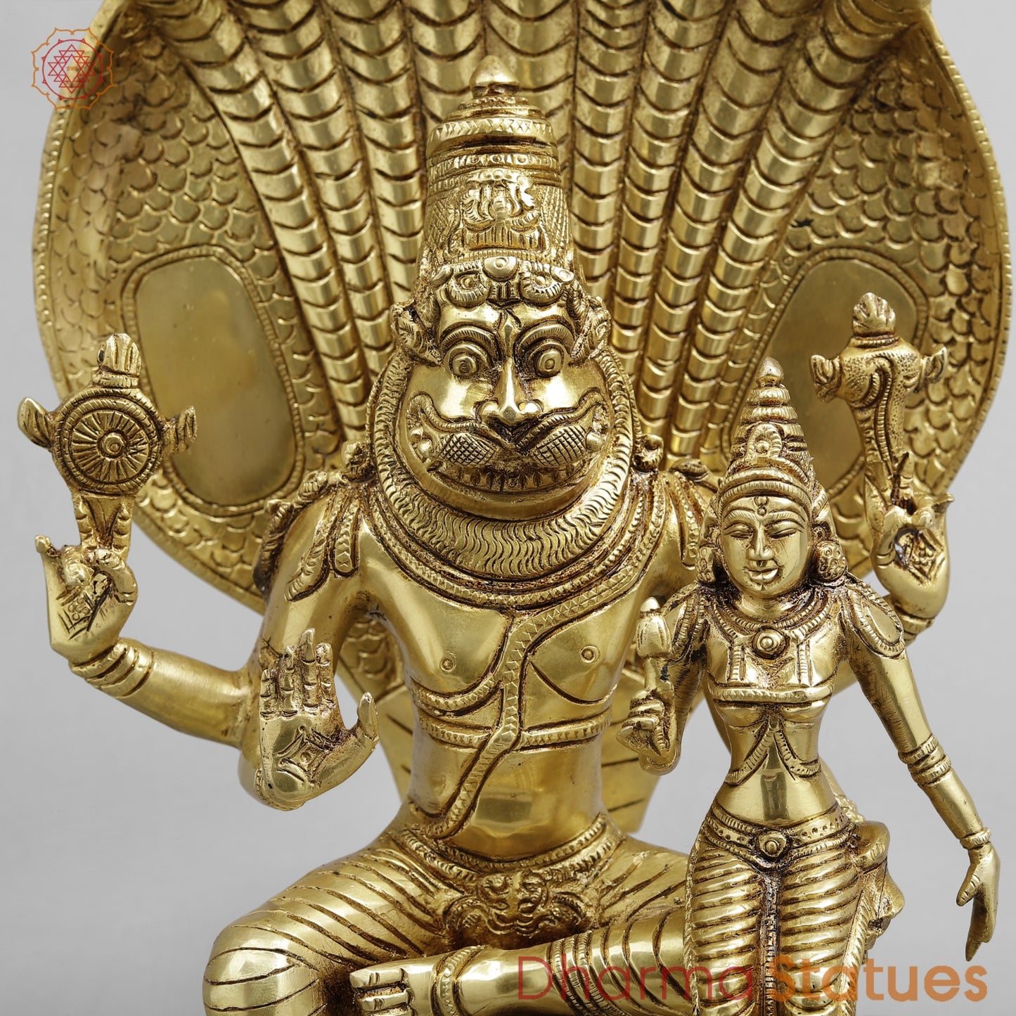 Brass Narsimha Laxmi Fine, Gold Finish 14”