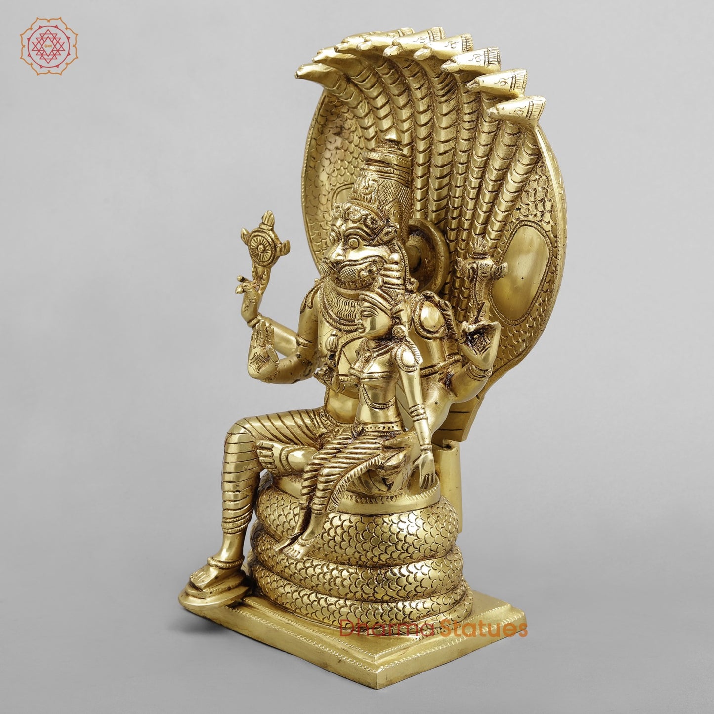 Brass Narsimha Laxmi Fine, Gold Finish 14”