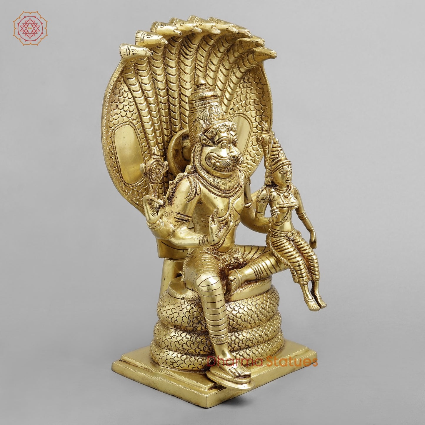 Brass Narsimha Laxmi Fine, Gold Finish 14”