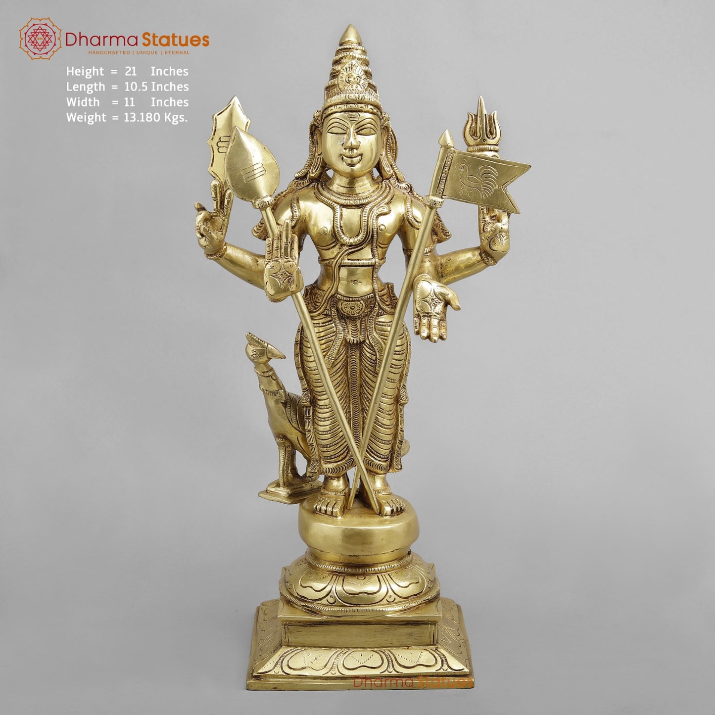 Brass Kartik Standing Fine , Gold Finish 21”