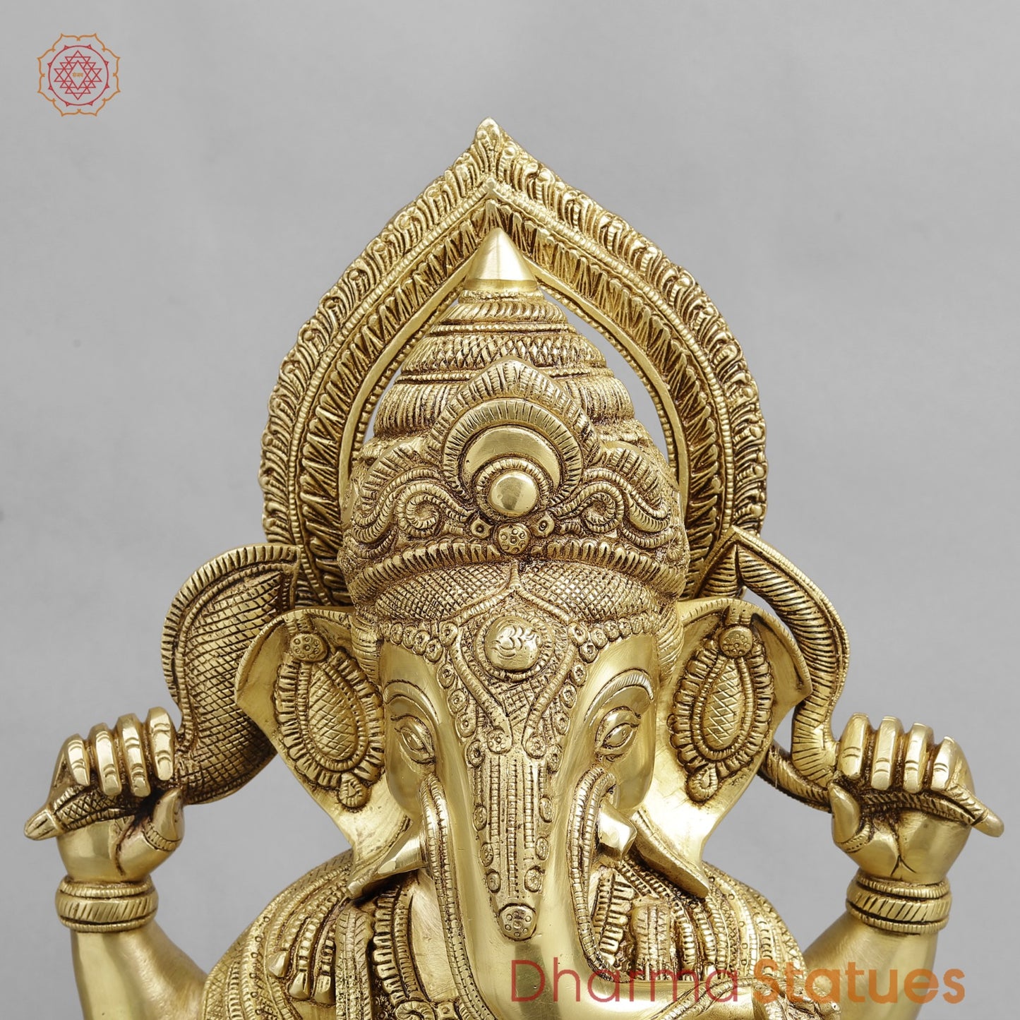 Brass Ganesh seated fine, Golden finish 18”