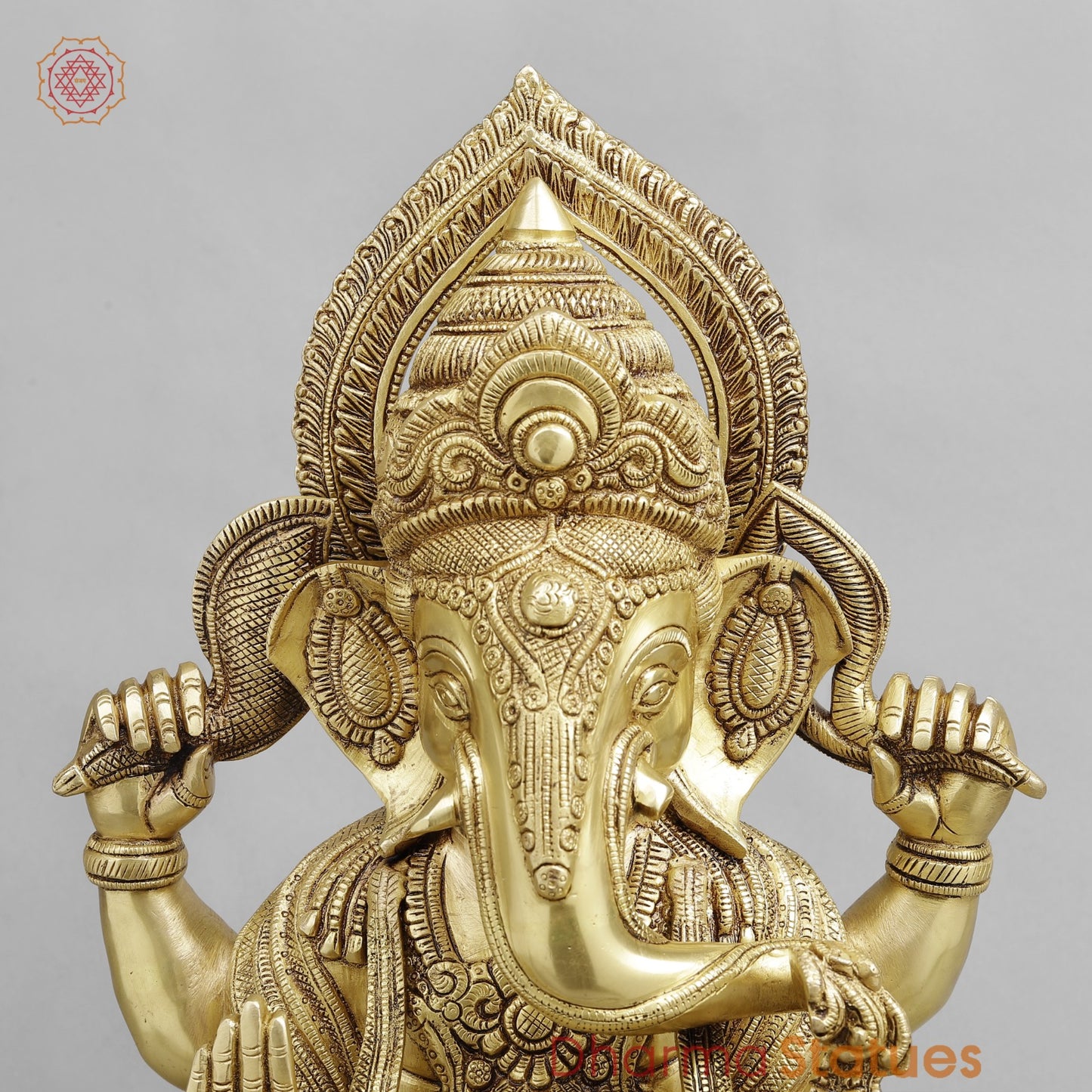 Brass Ganesh seated fine, Golden finish 18”