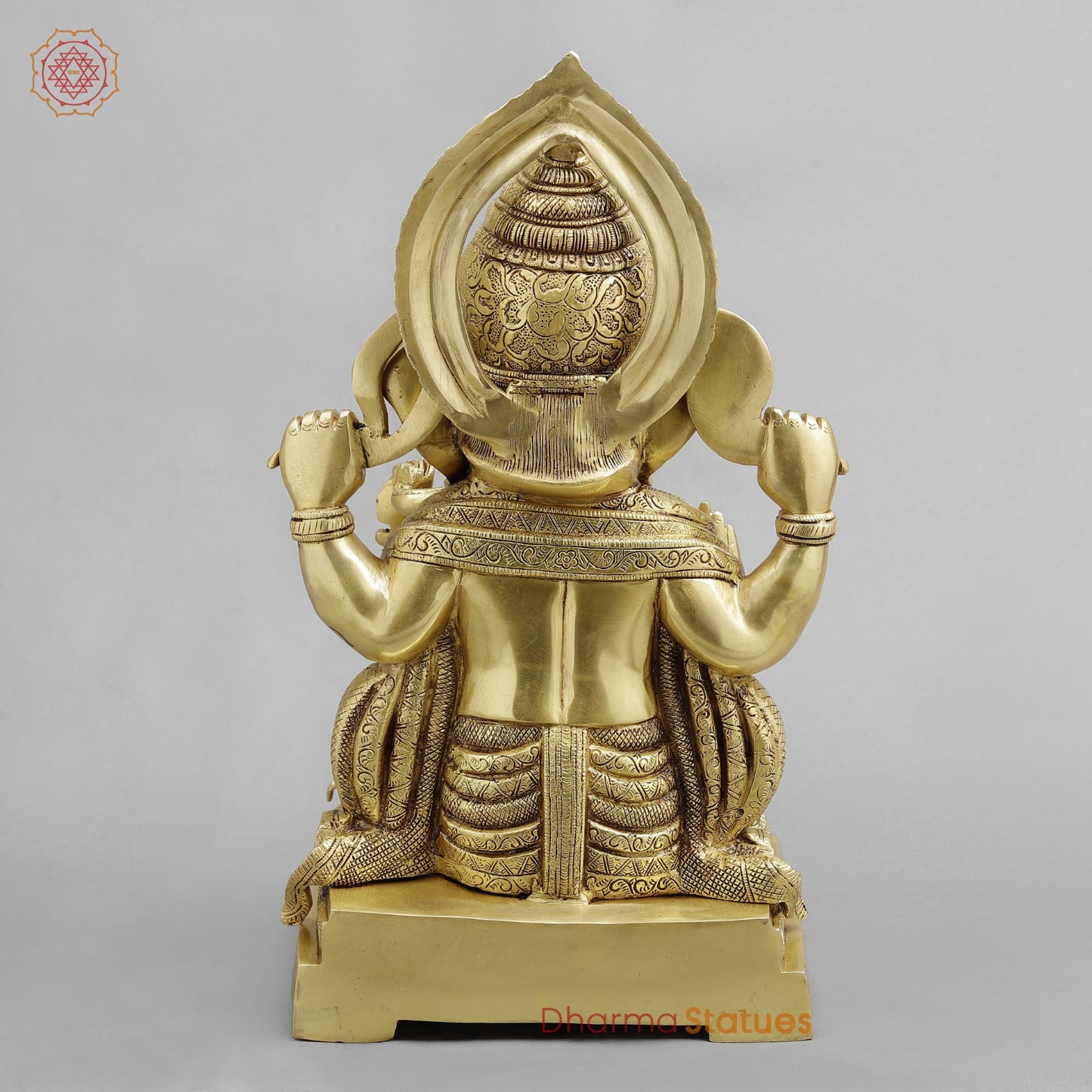 Brass Ganesh seated fine, Golden finish 18”