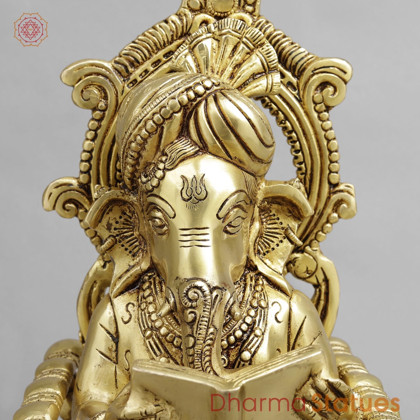 Brass Ganesh seated In Rocking Chair, Golden Finish 17”