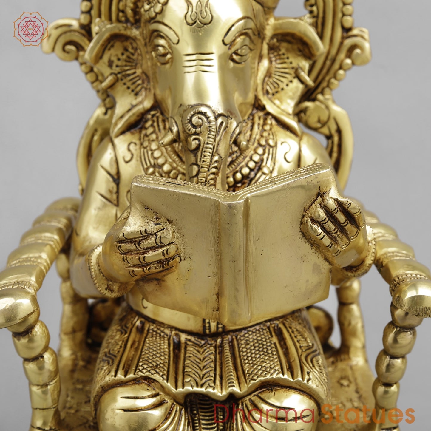 Brass Ganesh seated In Rocking Chair, Golden Finish 17”