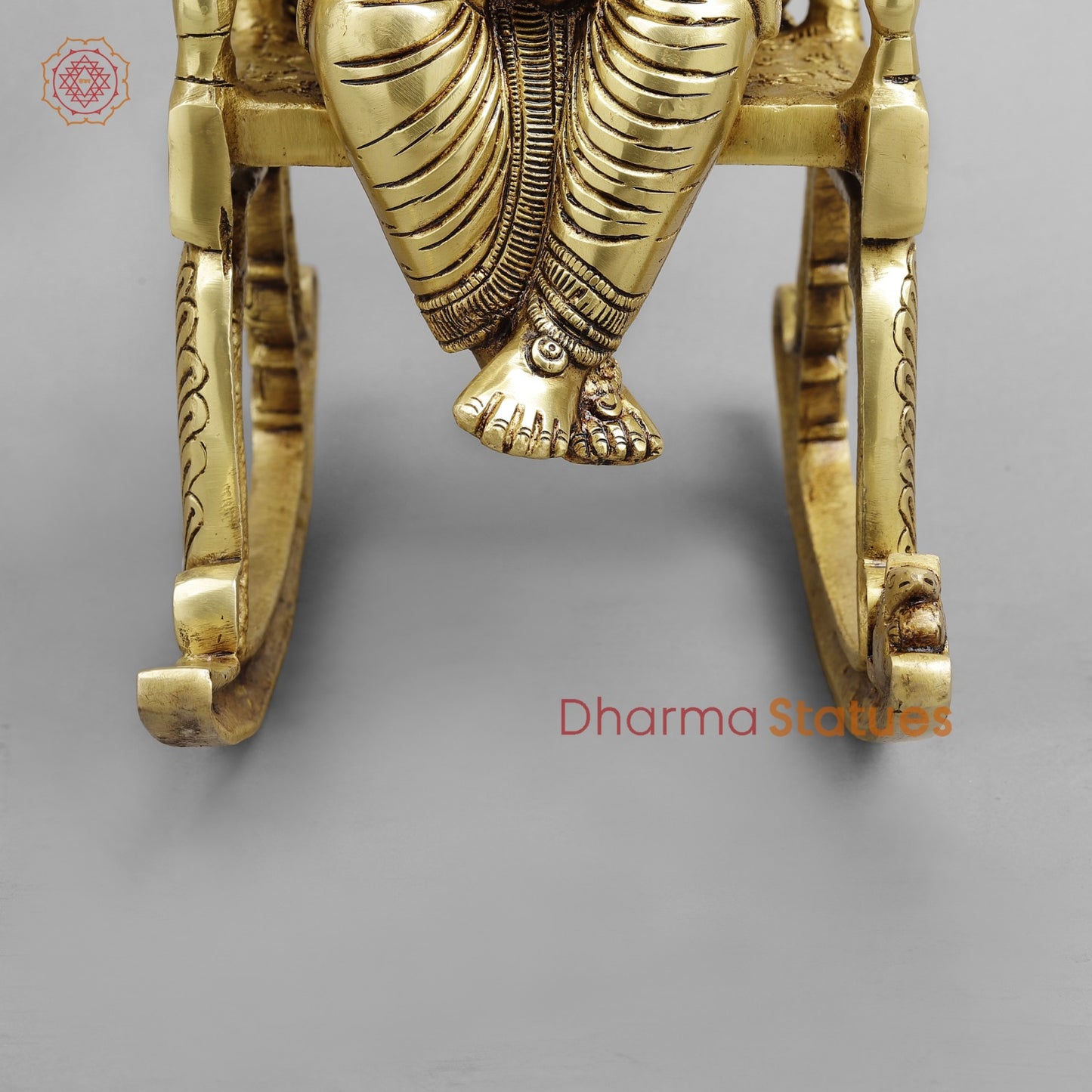 Brass Ganesh seated In Rocking Chair, Golden Finish 17”