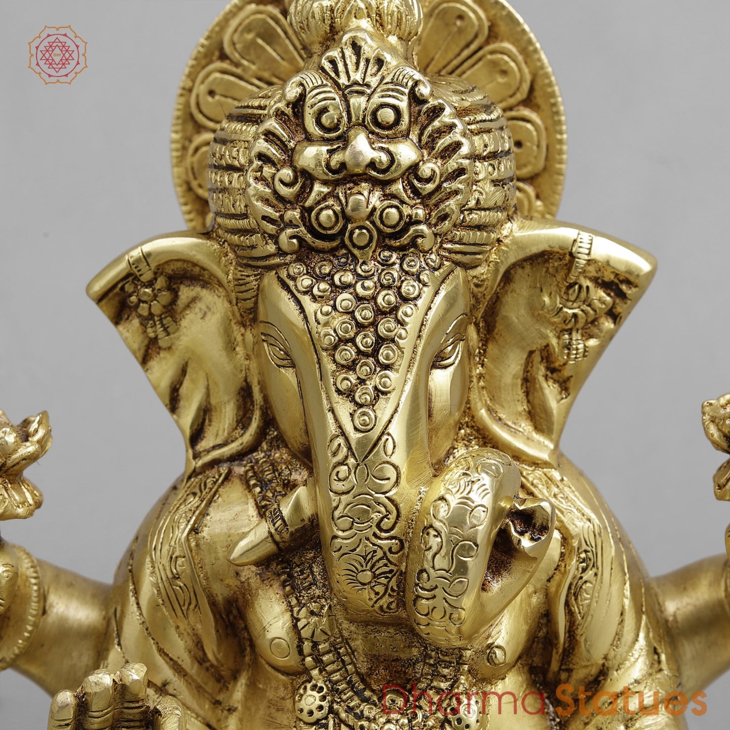 Brass Dagru Seth Ganesh Seated fine, Golden finish 9”