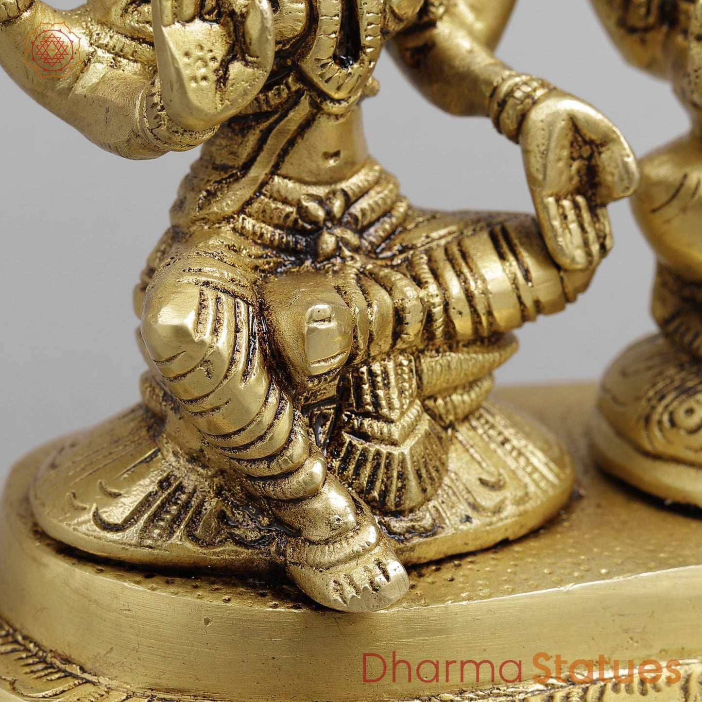 Brass Ganesh Lakshmi Saraswati Trio, Golden Finish 6.5”