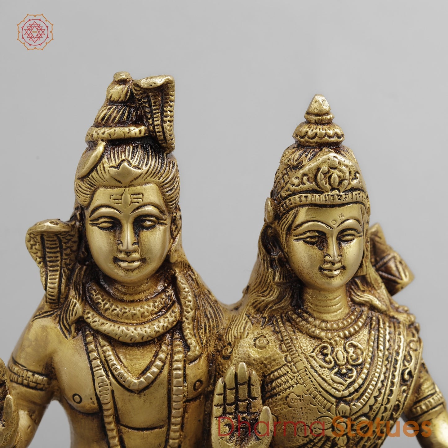 Brass Shiva Parwati Seated, Golden Finish 8.5”