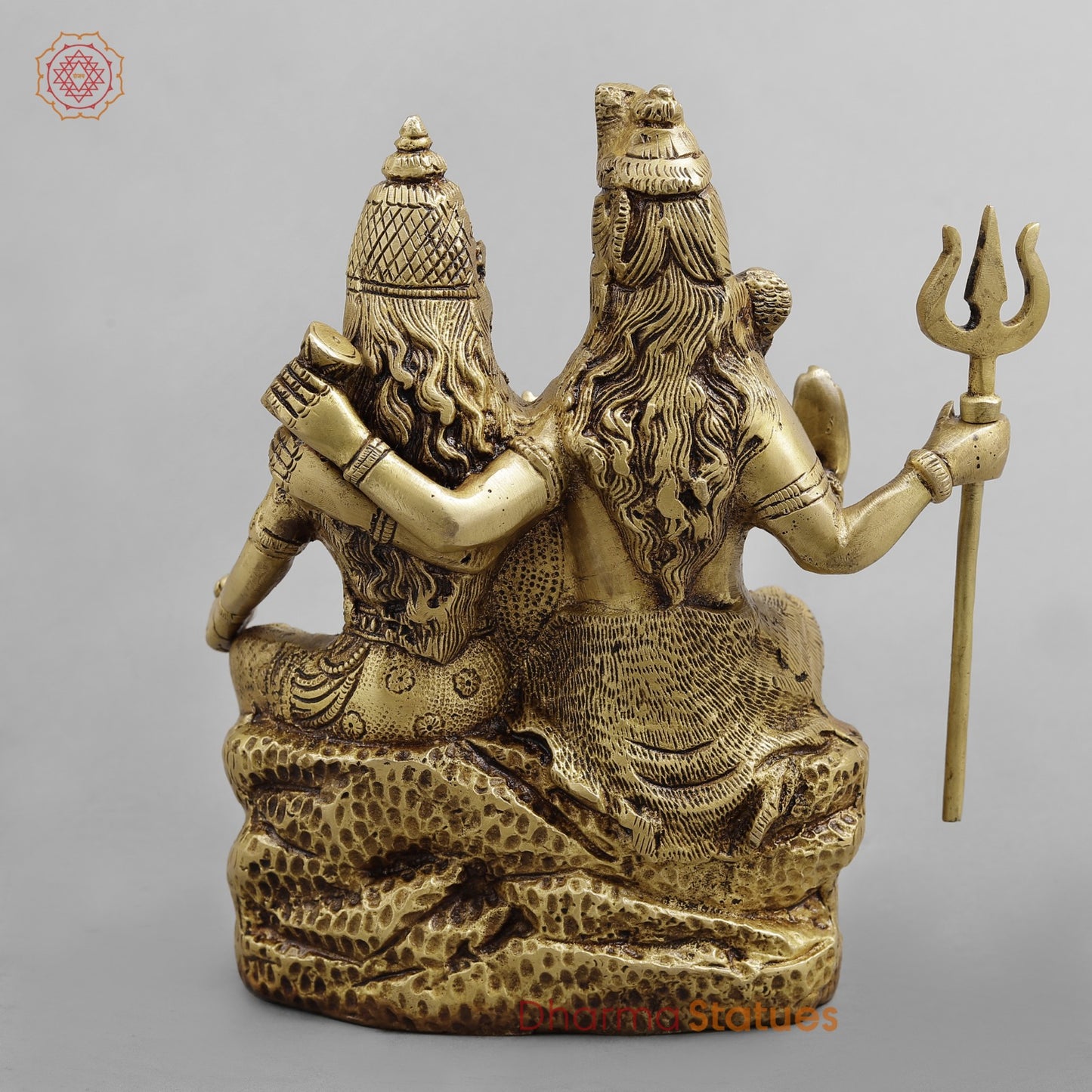Brass Shiva Parwati Seated, Golden Finish 8.5”
