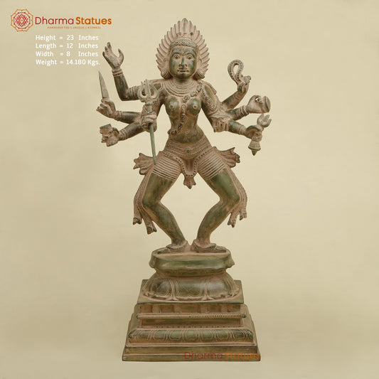 Brass Kaali Standing, Antique Green Patina 23”