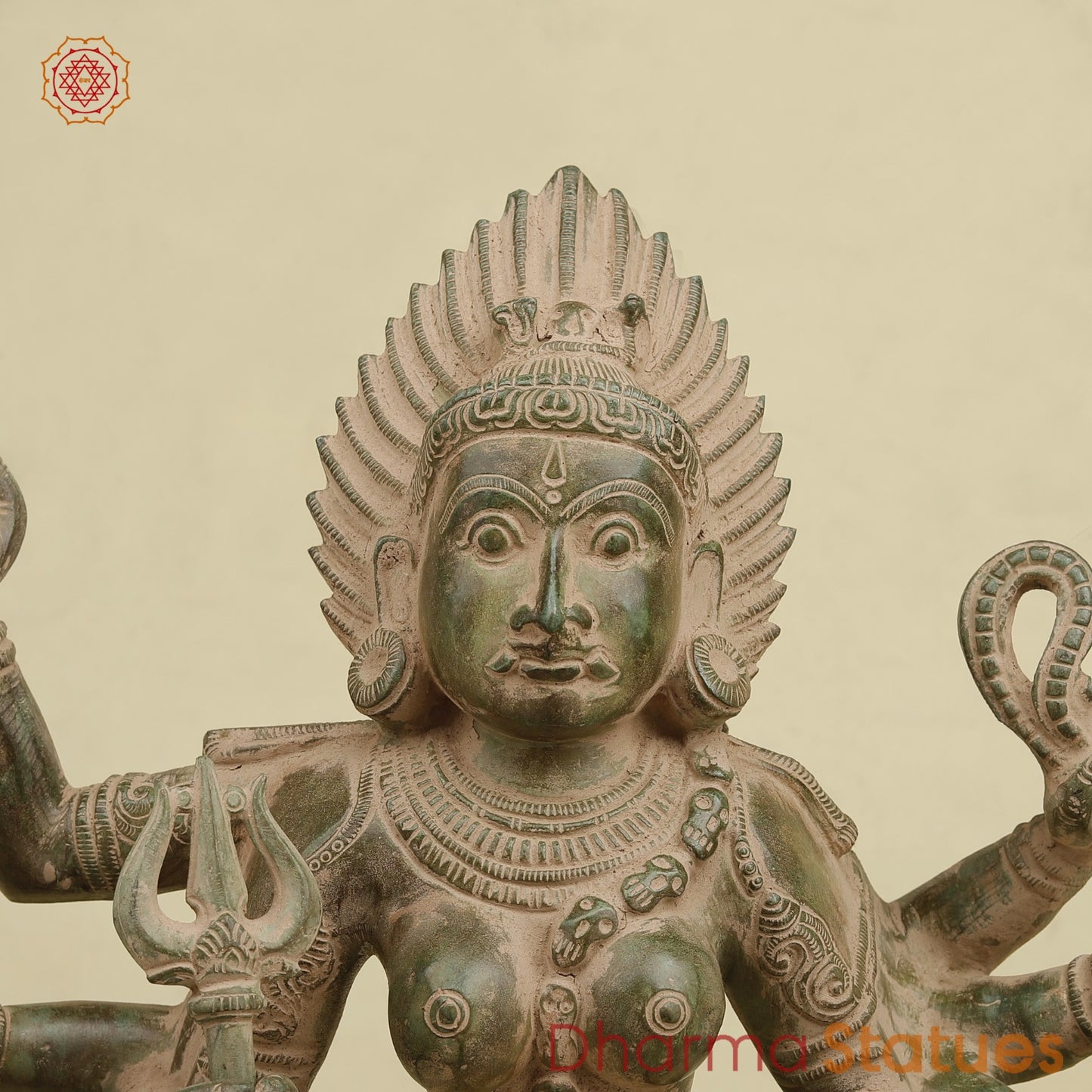 Brass Kaali Standing, Antique Green Patina 23”