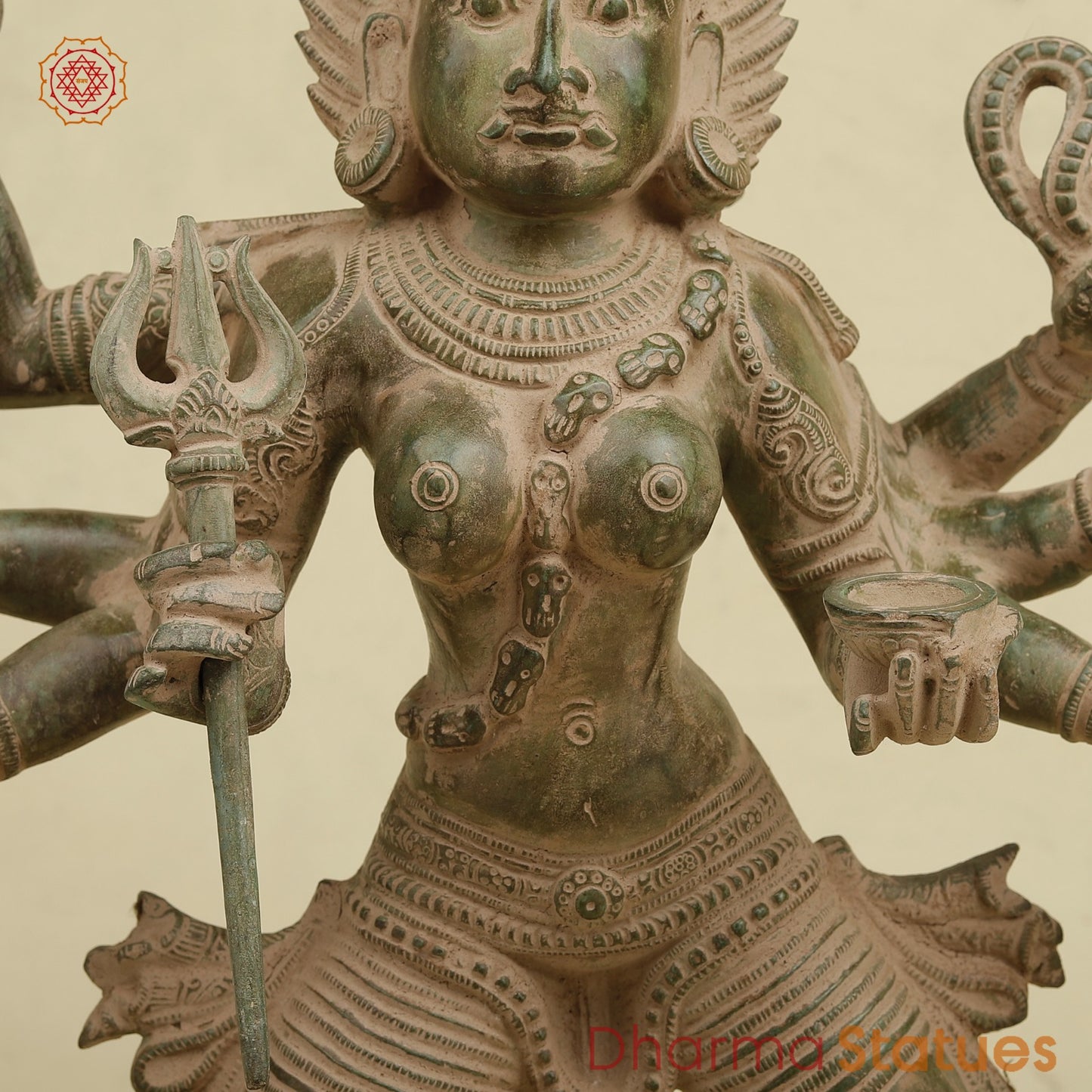 Brass Kaali Standing, Antique Green Patina 23”