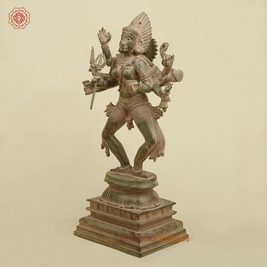 Brass Kaali Standing, Antique Green Patina 23”