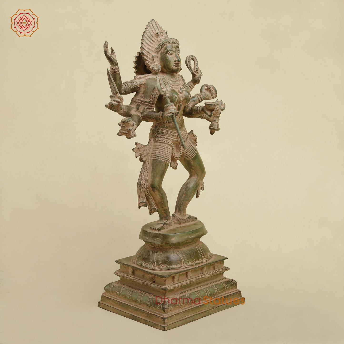 Brass Kaali Standing, Antique Green Patina 23”