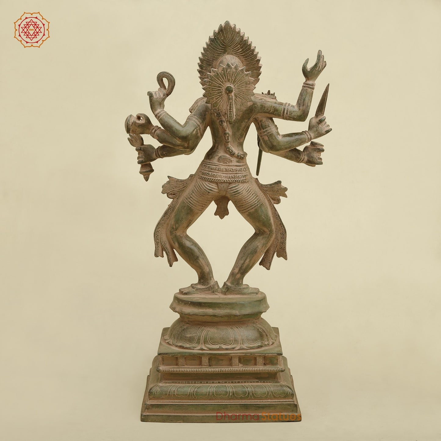 Brass Kaali Standing, Antique Green Patina 23”