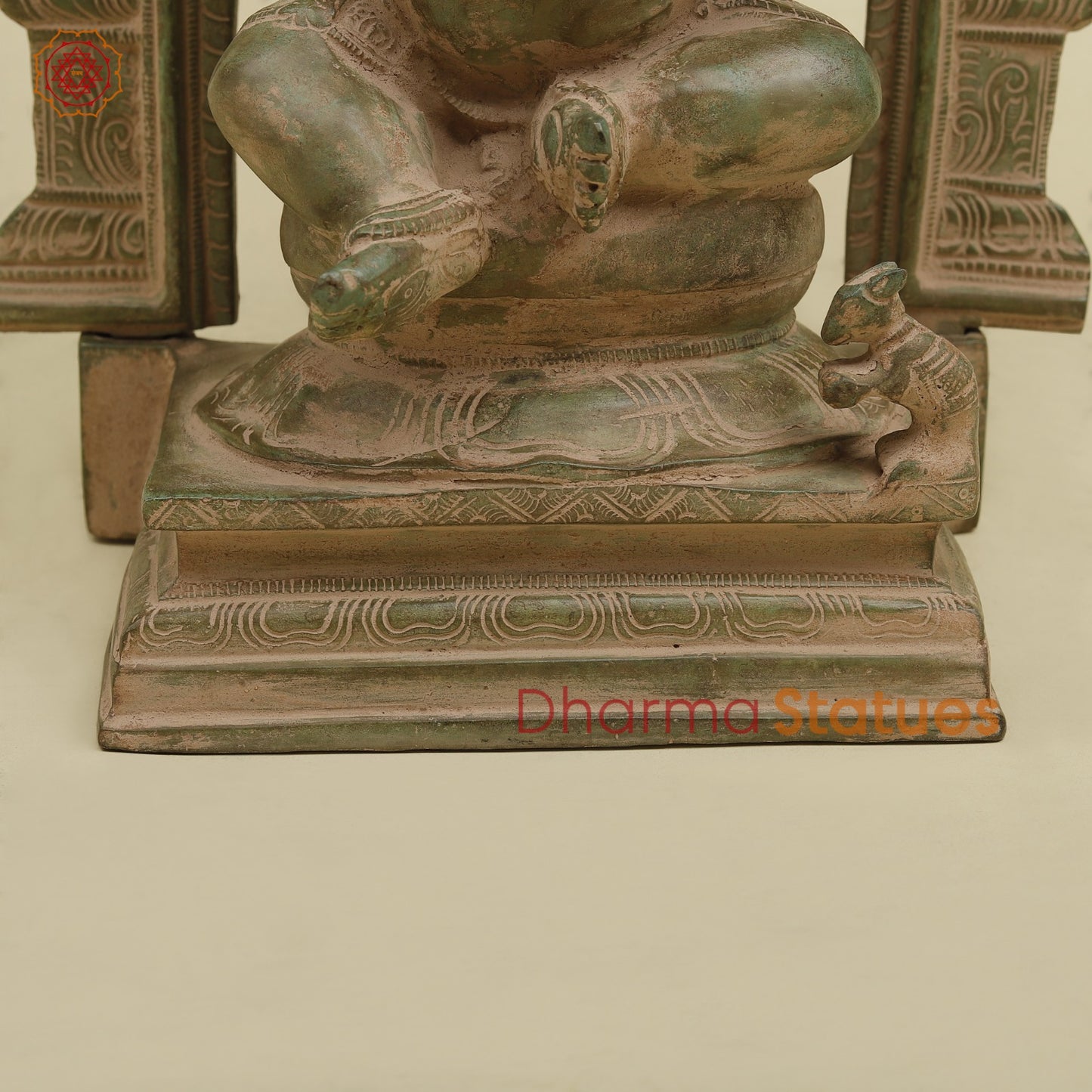 Brass Ganesh With Arch fine, Antique Green Finish 15”