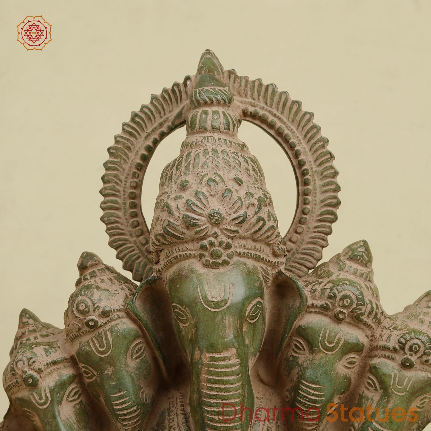 Brass Panchmukhi Ganesh Standing , Antique Green finish 18.5”