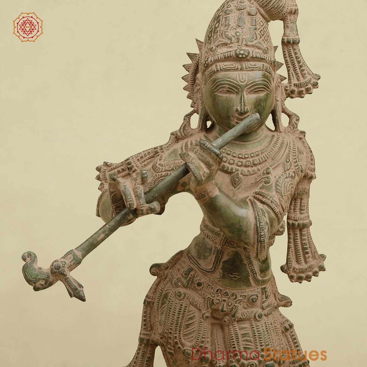 Brass Kalangi Krishna Fine, Antique Green 23”
