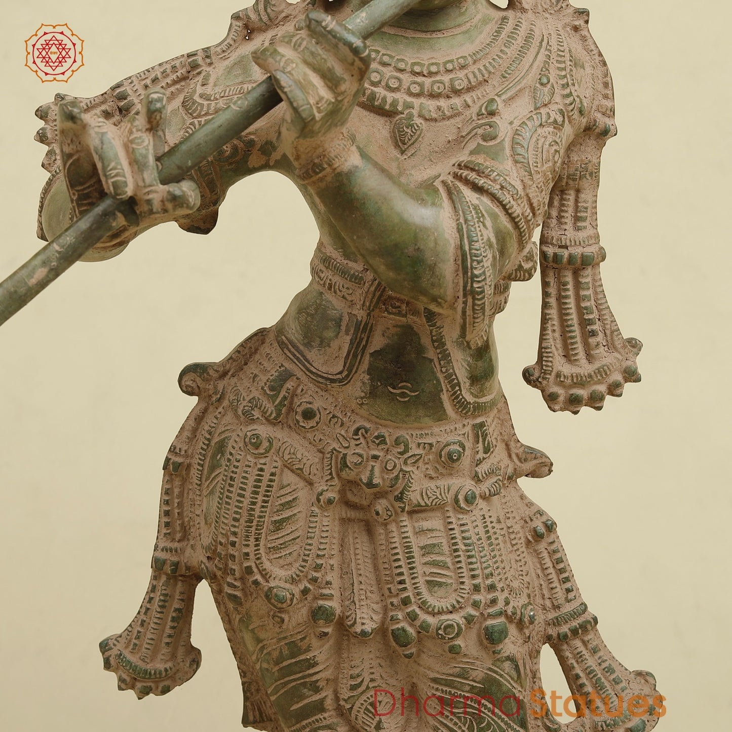 Brass Kalangi Krishna Fine, Antique Green 23”