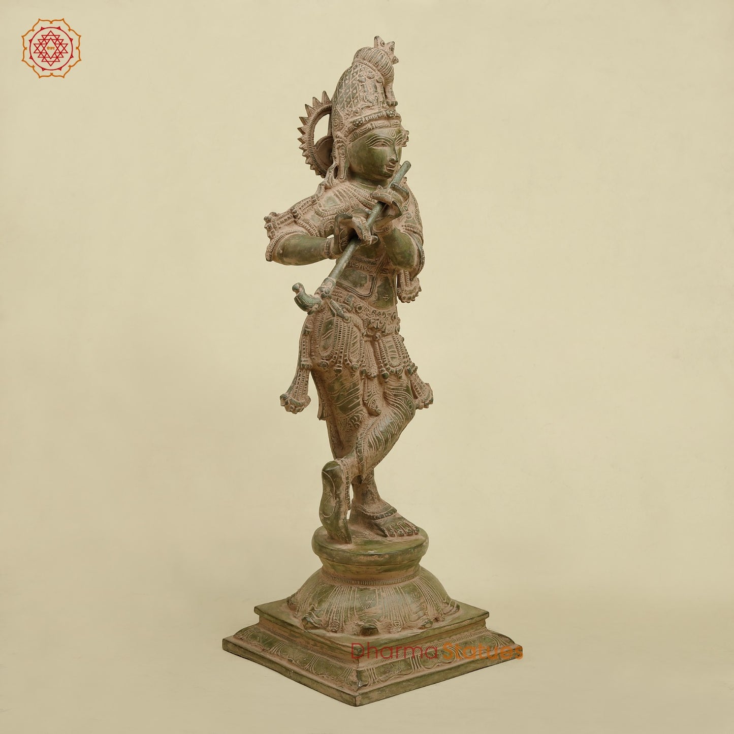 Brass Kalangi Krishna Fine, Antique Green 23”