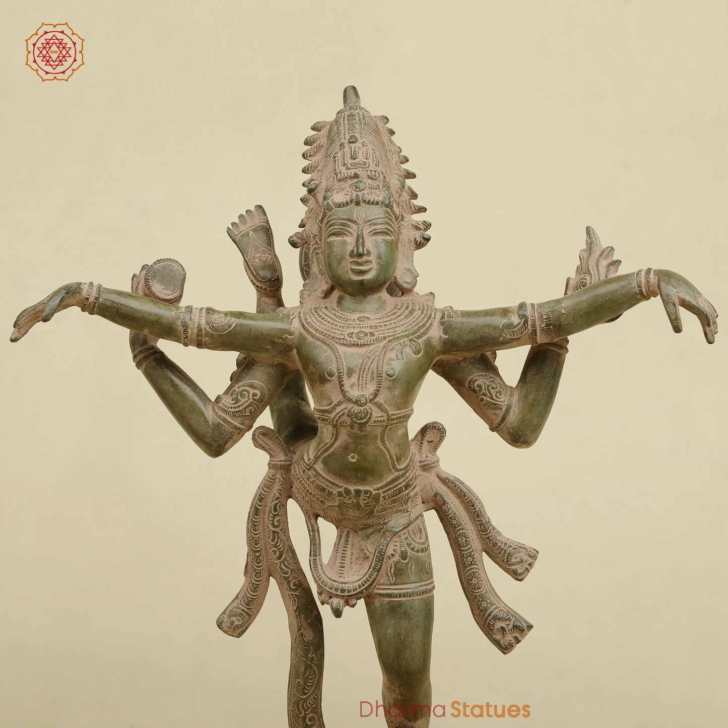 Brass Dancing Shiva , Antique Green finish 20”