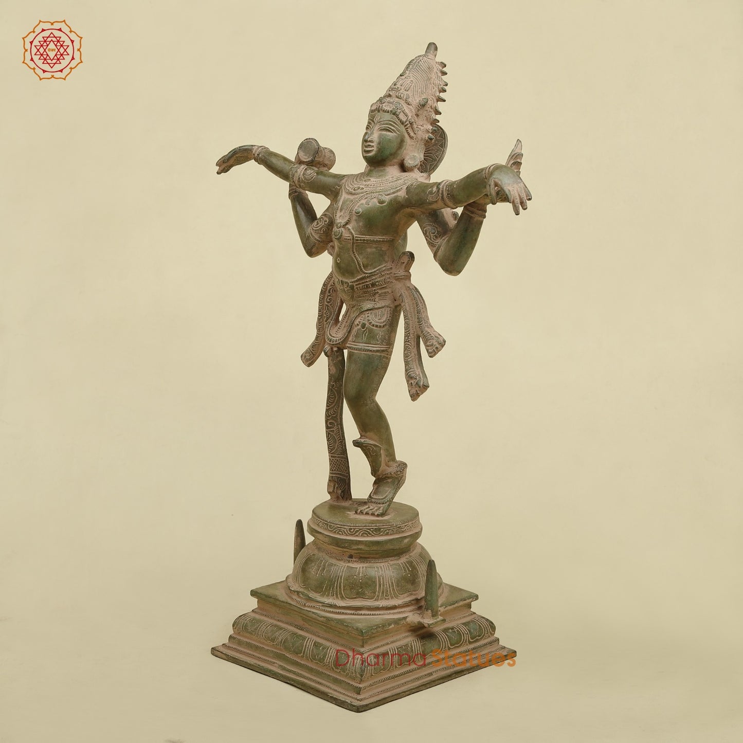 Brass Dancing Shiva , Antique Green finish 20”