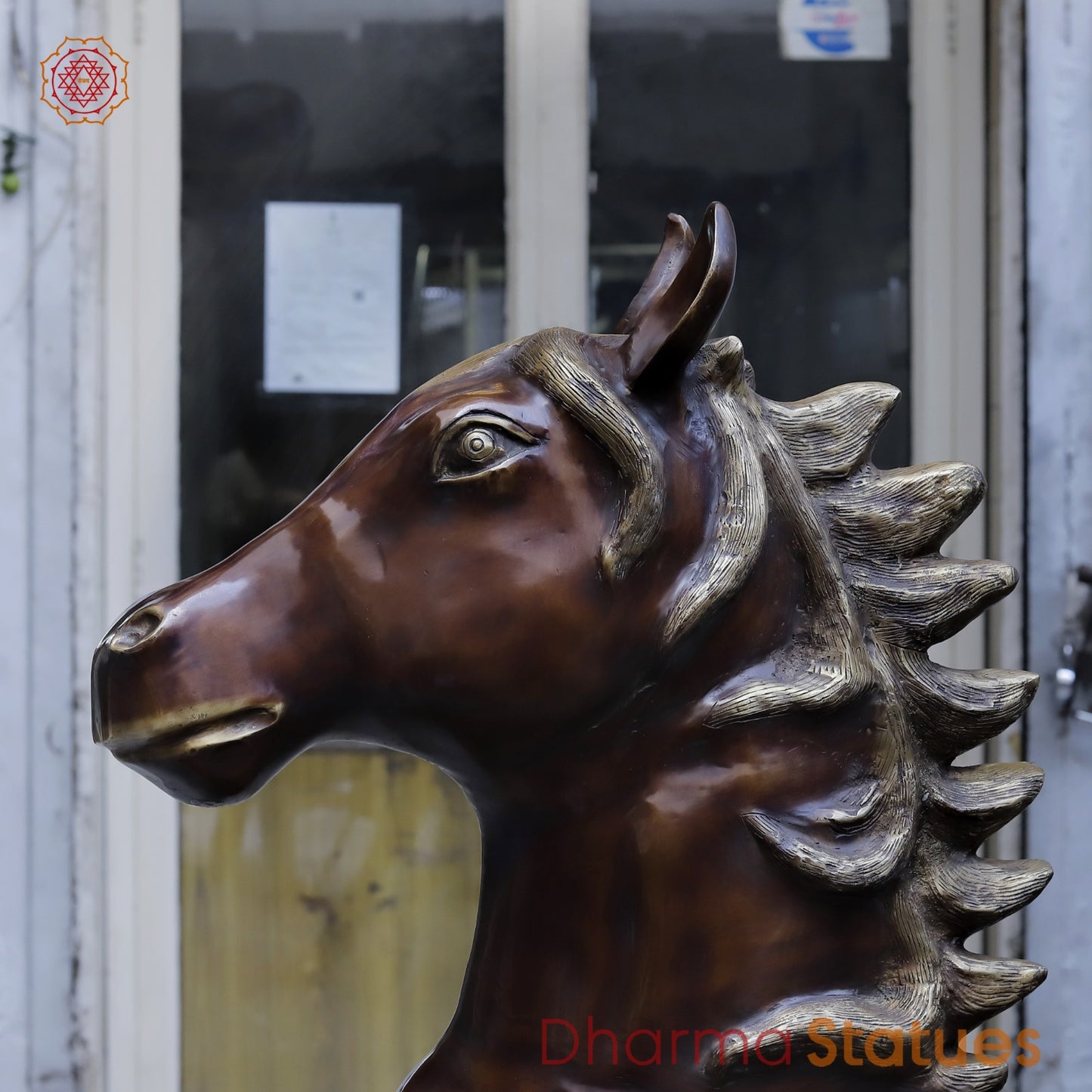 Brass Large Horse Running, Antique Copper Finish 60”