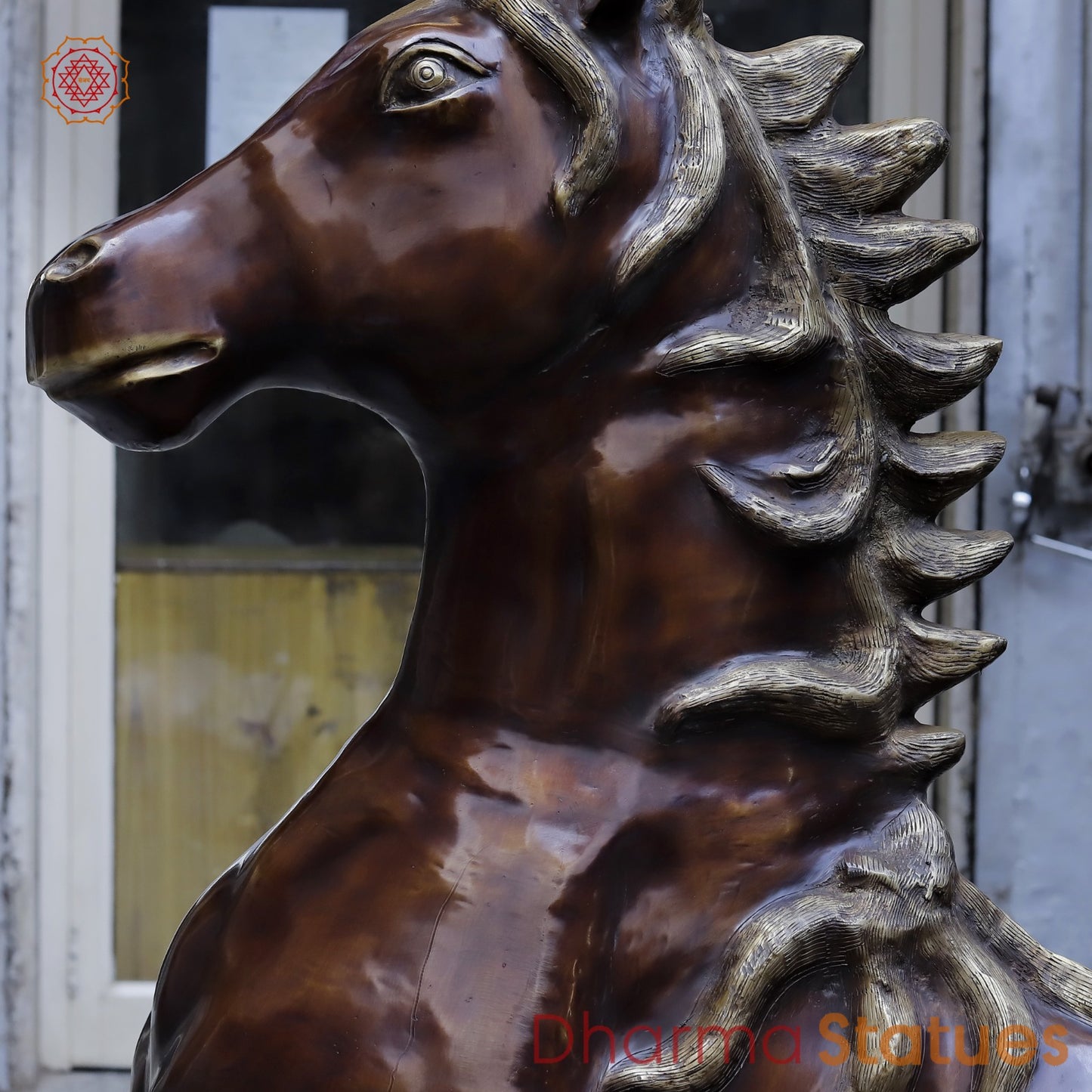 Brass Large Horse Running, Antique Copper Finish 60”