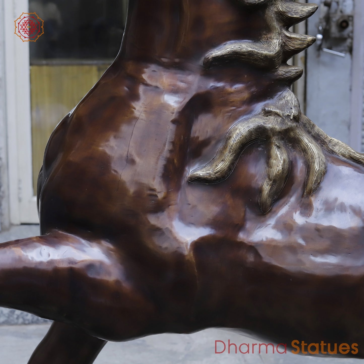 Brass Large Horse Running, Antique Copper Finish 60”