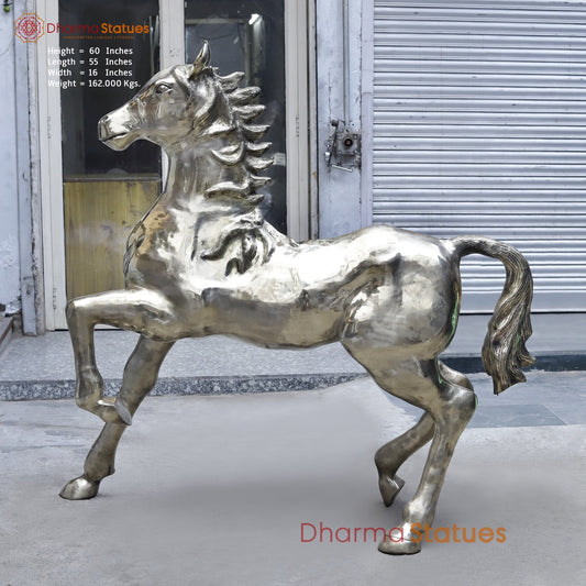 Brass Large Horse Running, Smooth Finish 60”