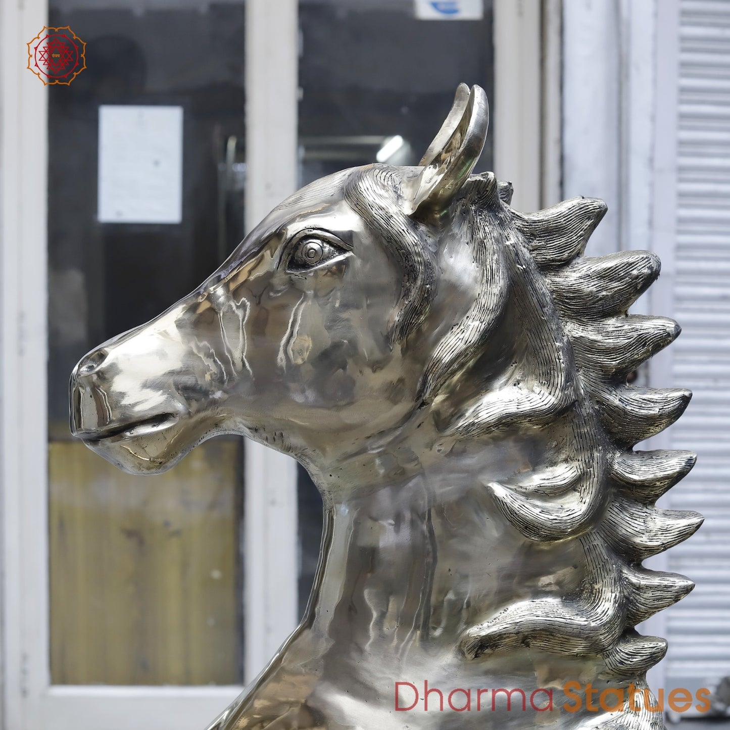 Brass Large Horse Running, Smooth Finish 60”