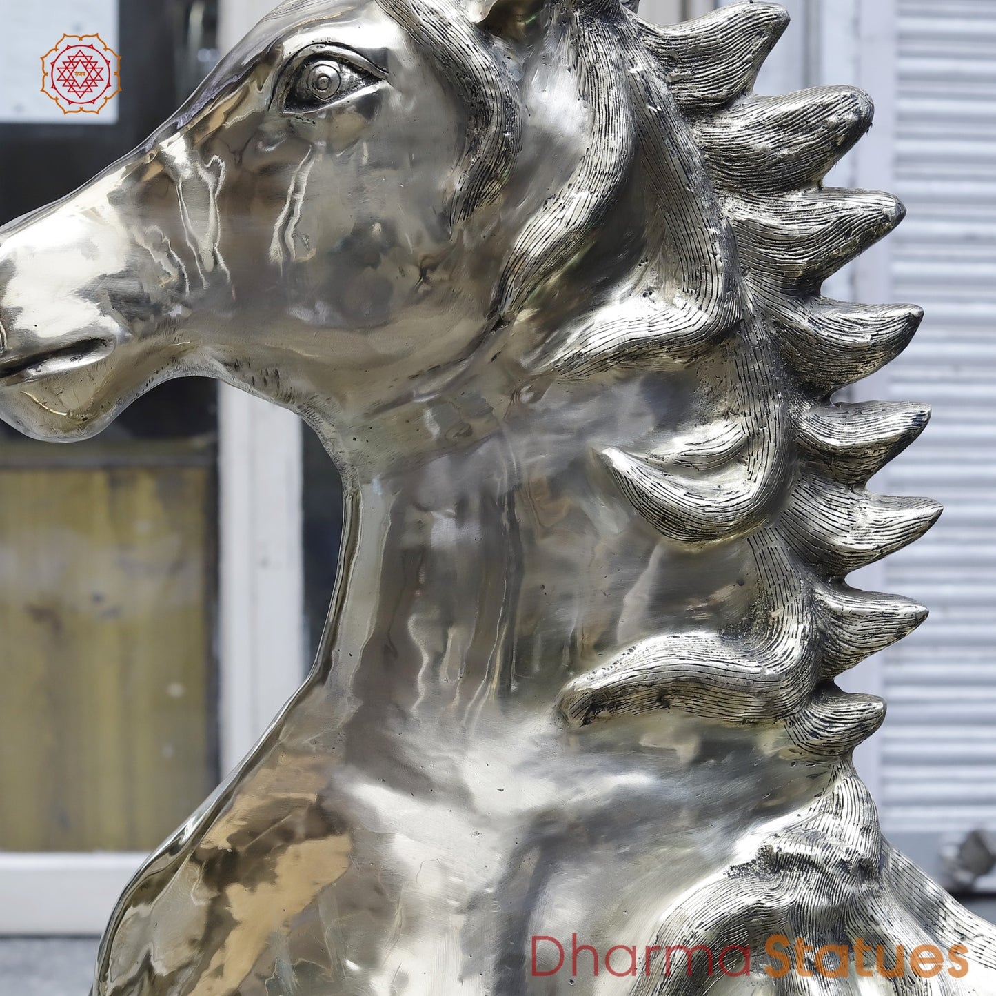 Brass Large Horse Running, Smooth Finish 60”