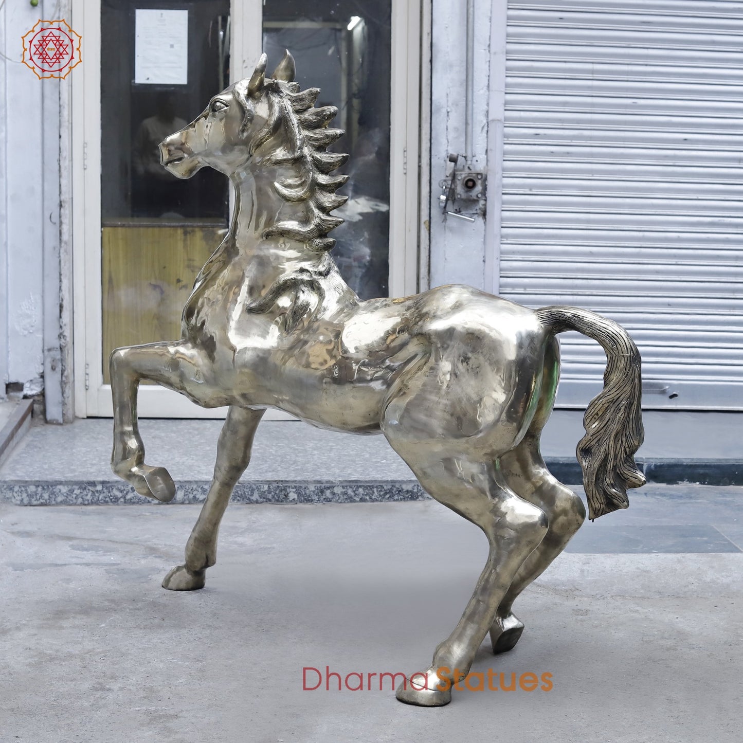 Brass Large Horse Running, Smooth Finish 60”