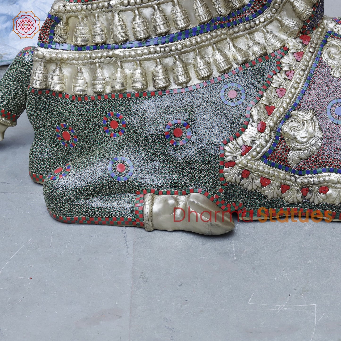 Brass Nandi seated, Fine Stone work 80”