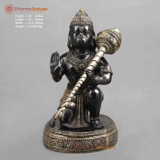 Brass Hanuman Blessing, Deep Black Finish 26”