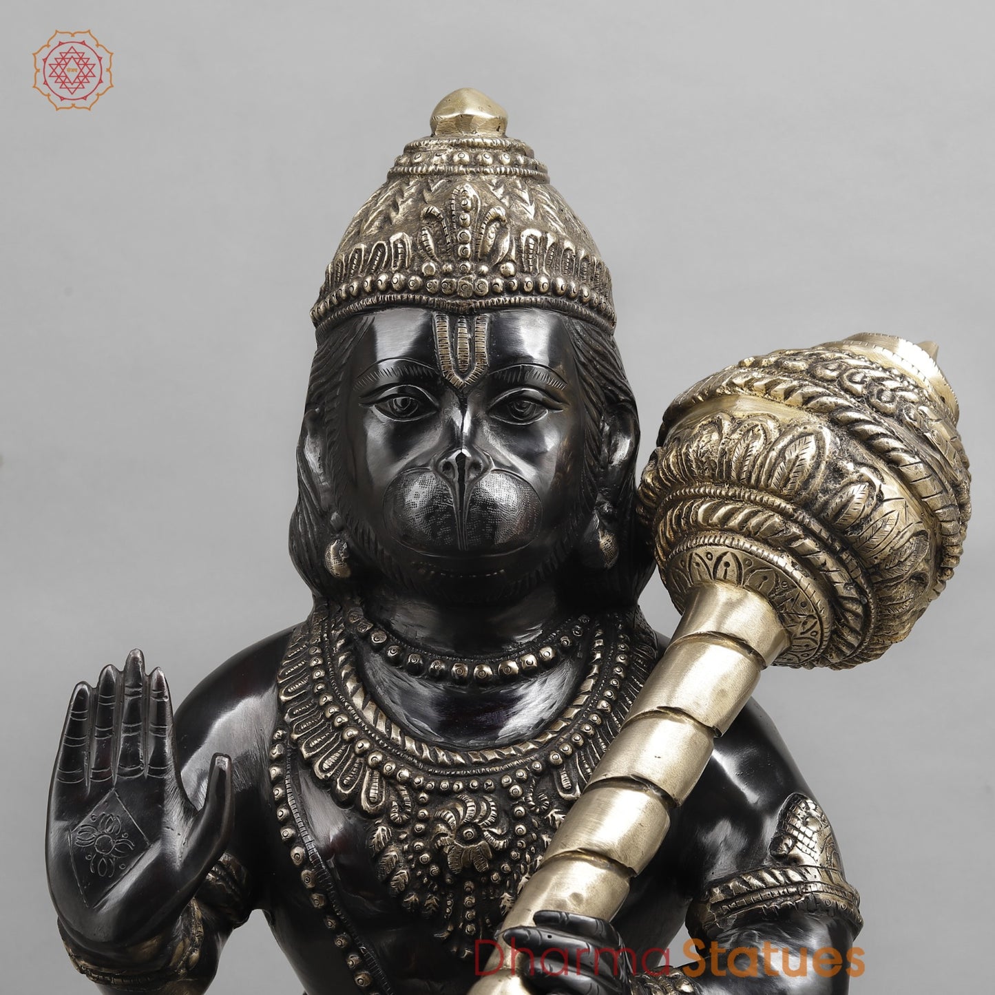 Brass Hanuman Blessing, Deep Black Finish 26”
