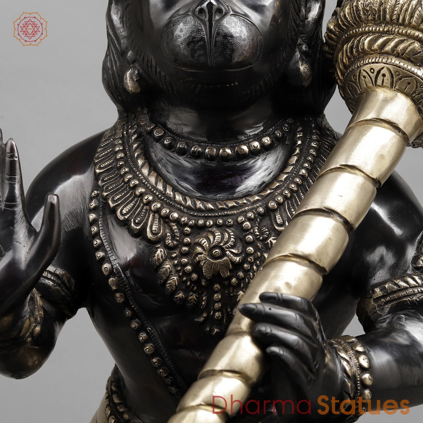 Brass Hanuman Blessing, Deep Black Finish 26”