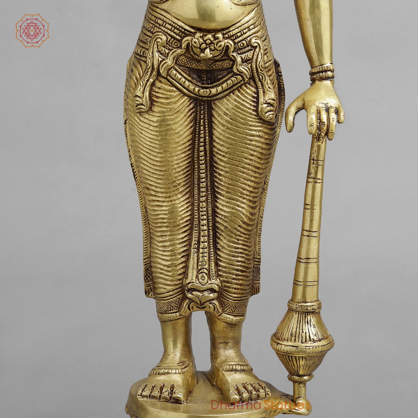 Brass Vishnu Standing, Golden Finish 20”