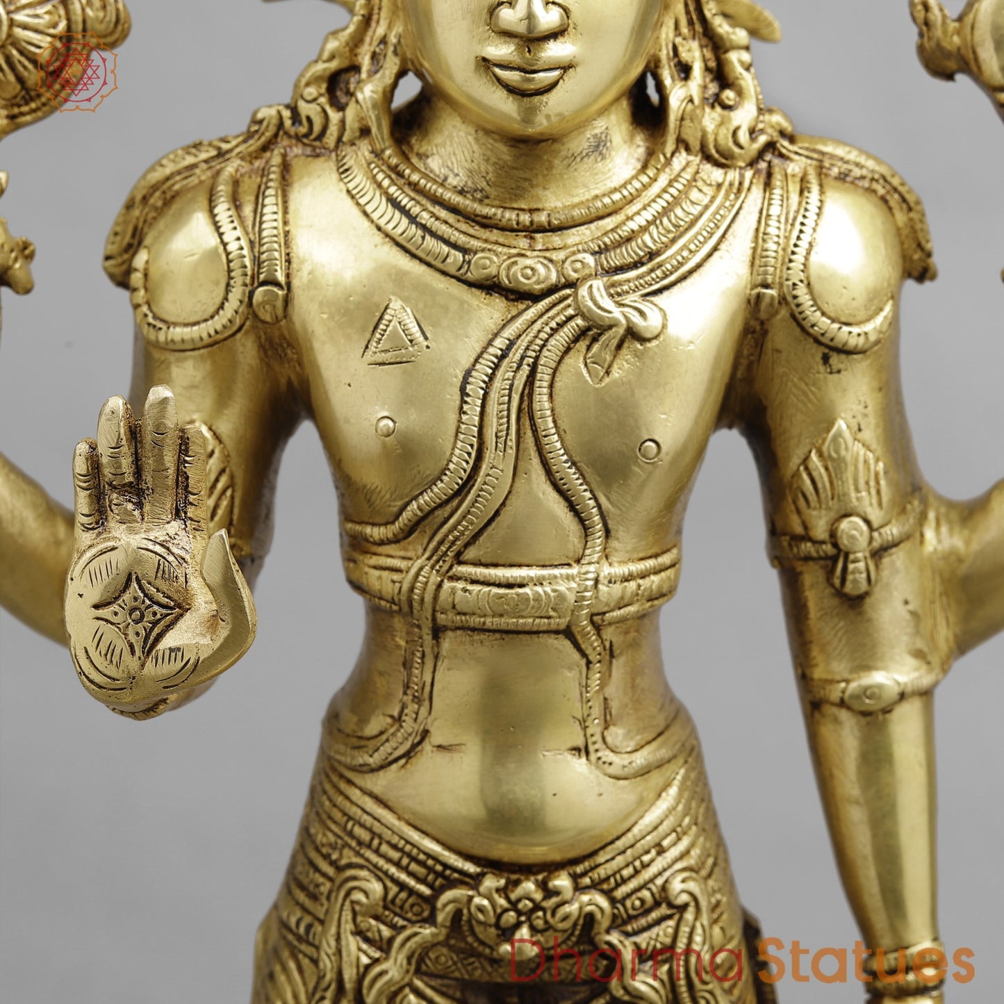 Brass Vishnu Standing, Golden Finish 20”
