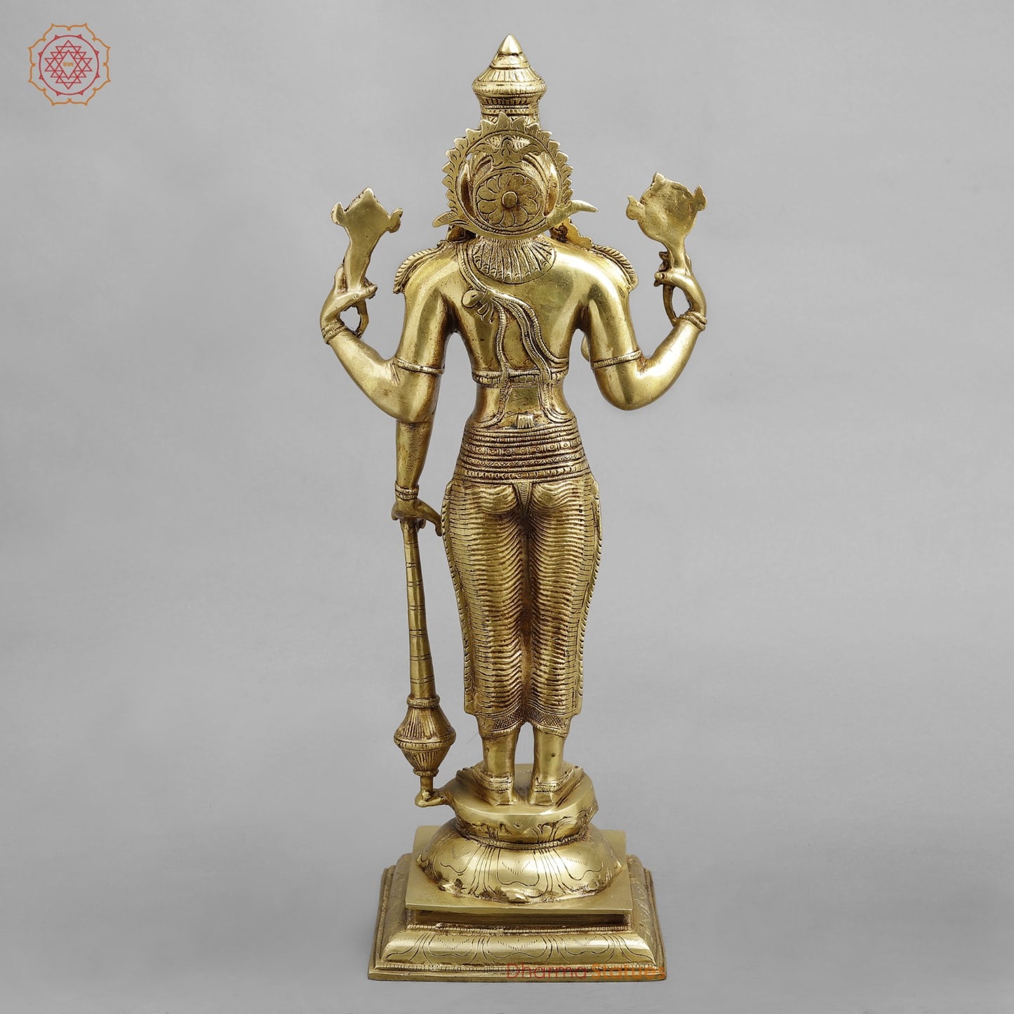 Brass Vishnu Standing, Golden Finish 20”
