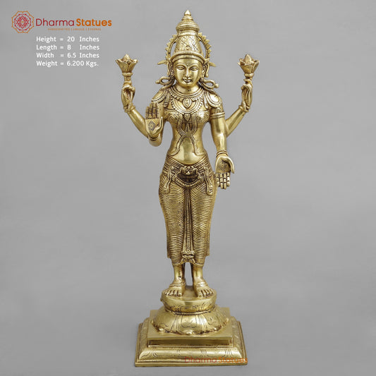 Brass Lakshmi Standing , Golden Finish 20”