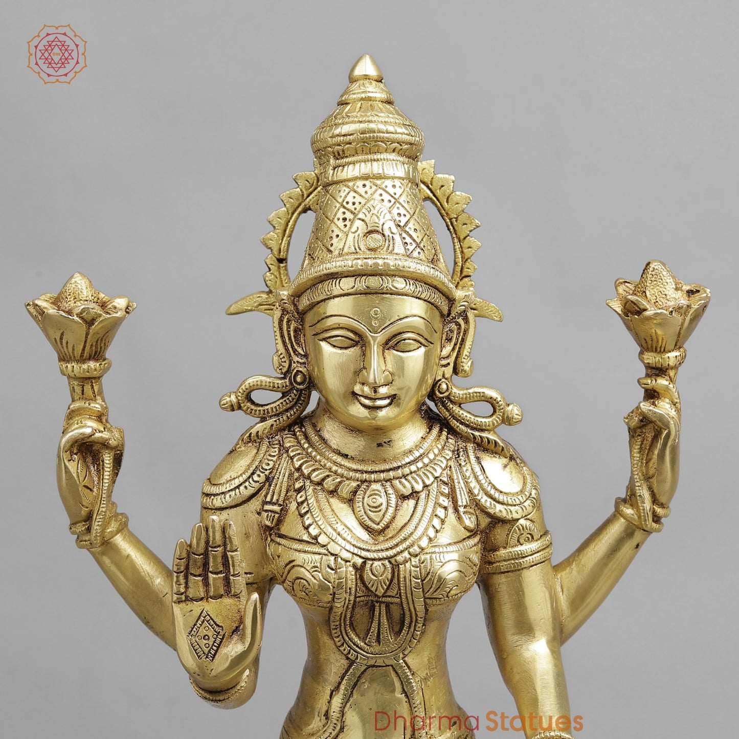 Brass Lakshmi Standing , Golden Finish 20”