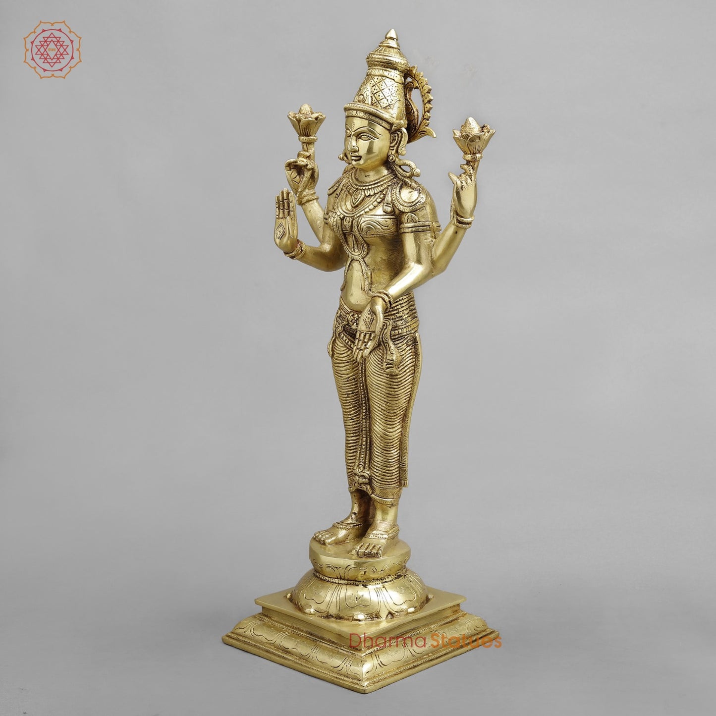 Brass Lakshmi Standing , Golden Finish 20”