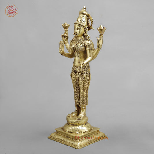 Brass Lakshmi Standing , Golden Finish 20”