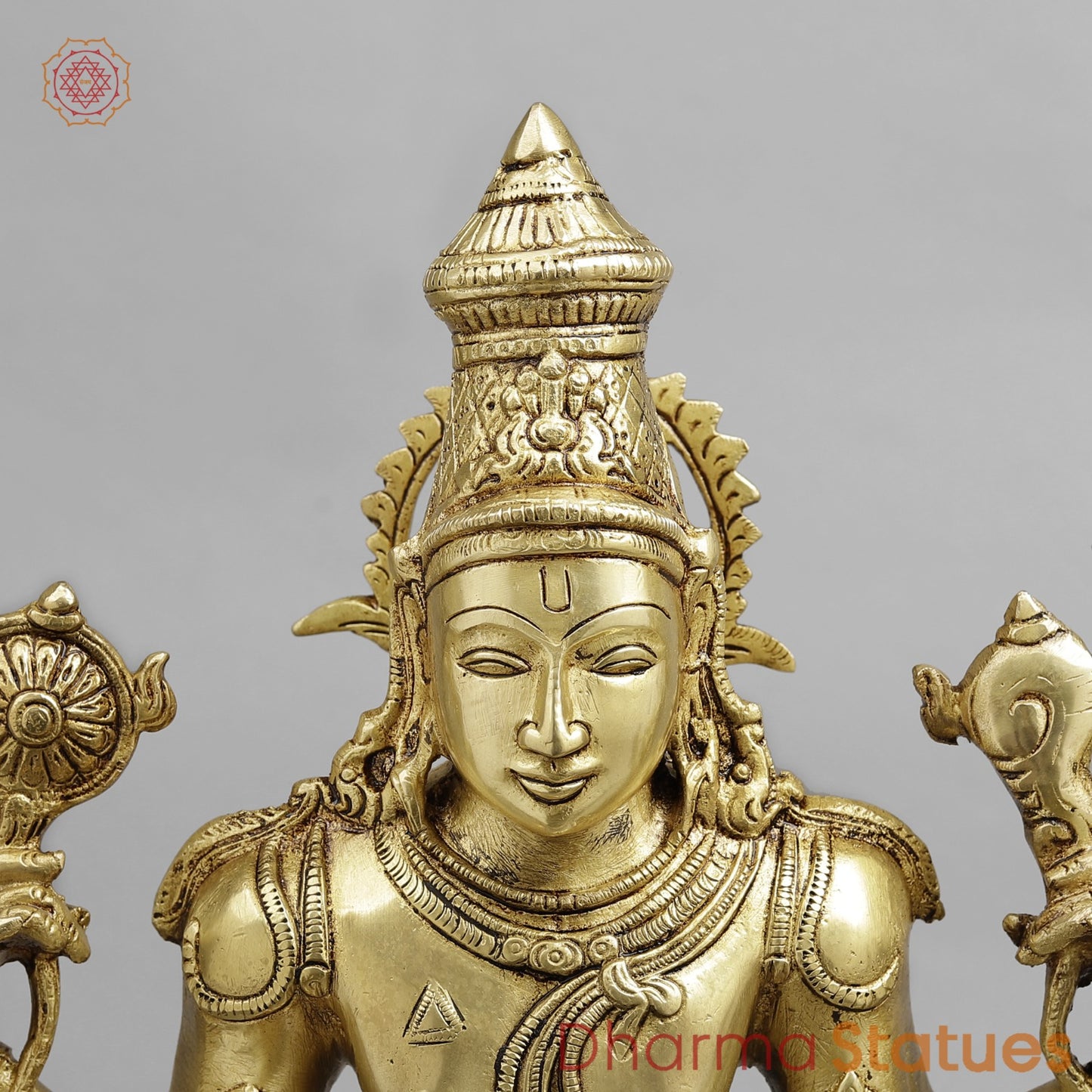 Brass Vishnu Lakshmi Standing, Golden Finish 20”