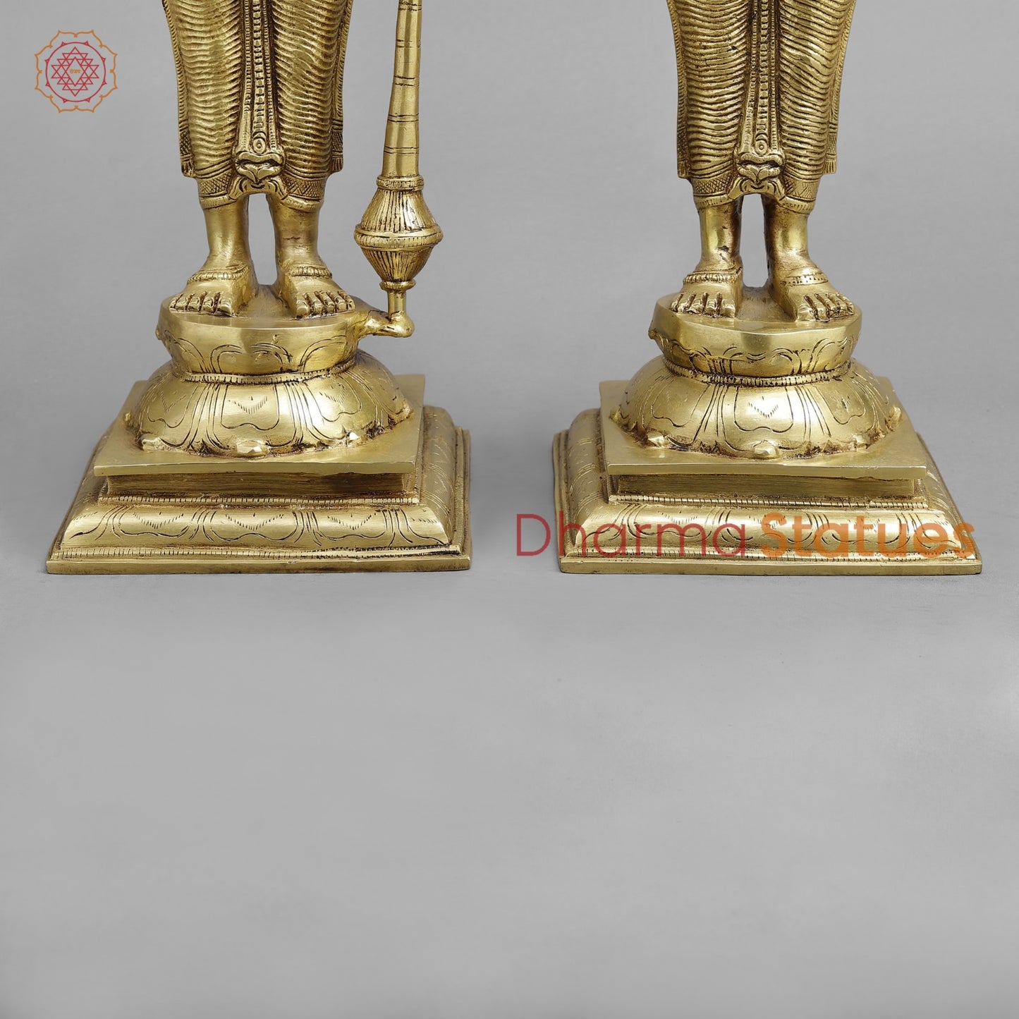 Brass Vishnu Lakshmi Standing, Golden Finish 20”